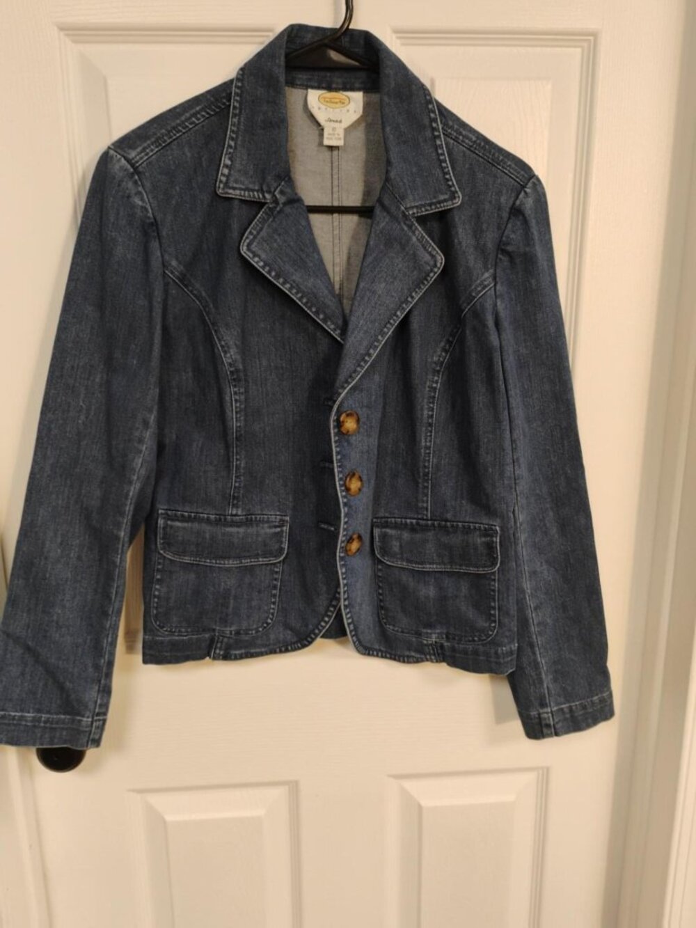 Talbots Petites Stretch Denim Blazer Jacket Size 10